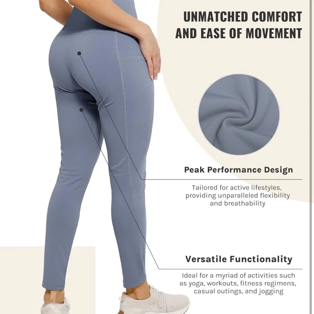 NWT Cosmolle Women's Leggings Medium Grey Soft Loose Leggings Workout Lounge NEW - Picture 4 of 7